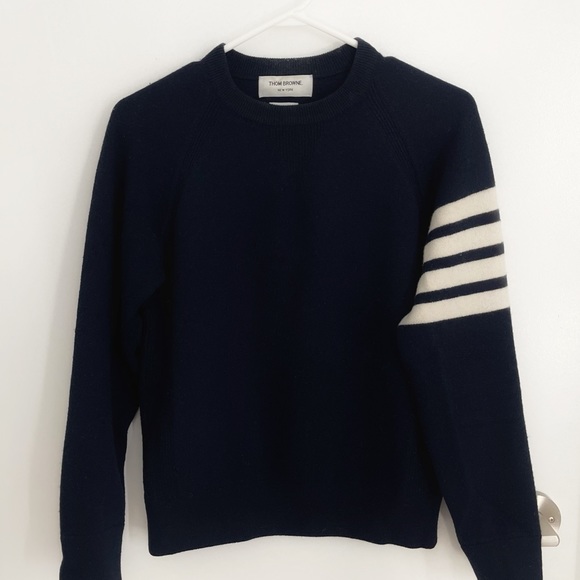 Authentic Thom Browne cashmere crewneck size 0 Navy - Picture 1 of 6